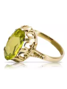 Artesanía vintage Anillo Peridoto amarillo Oro amarillo de 14 quilates vrc134y